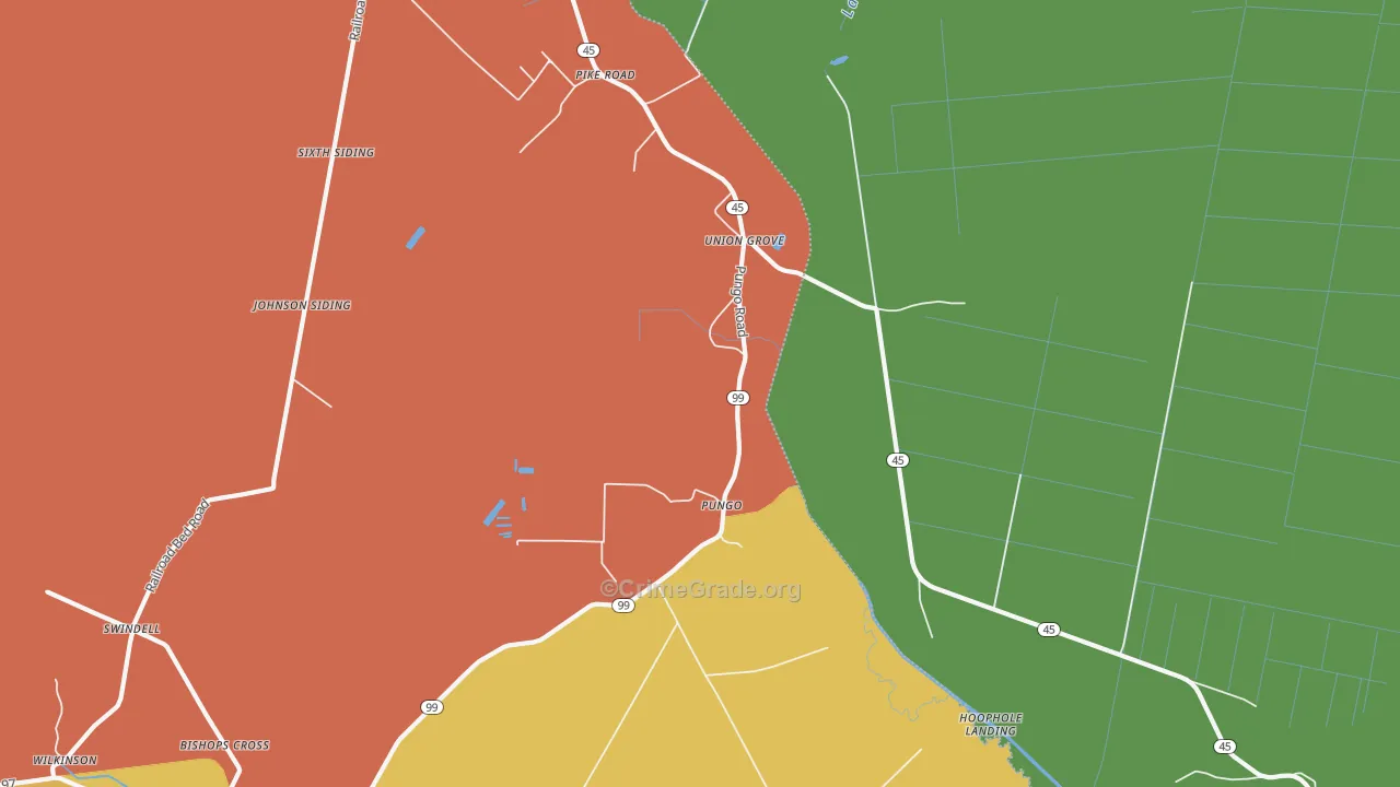 Pungo, NC Map of Burglary Rates