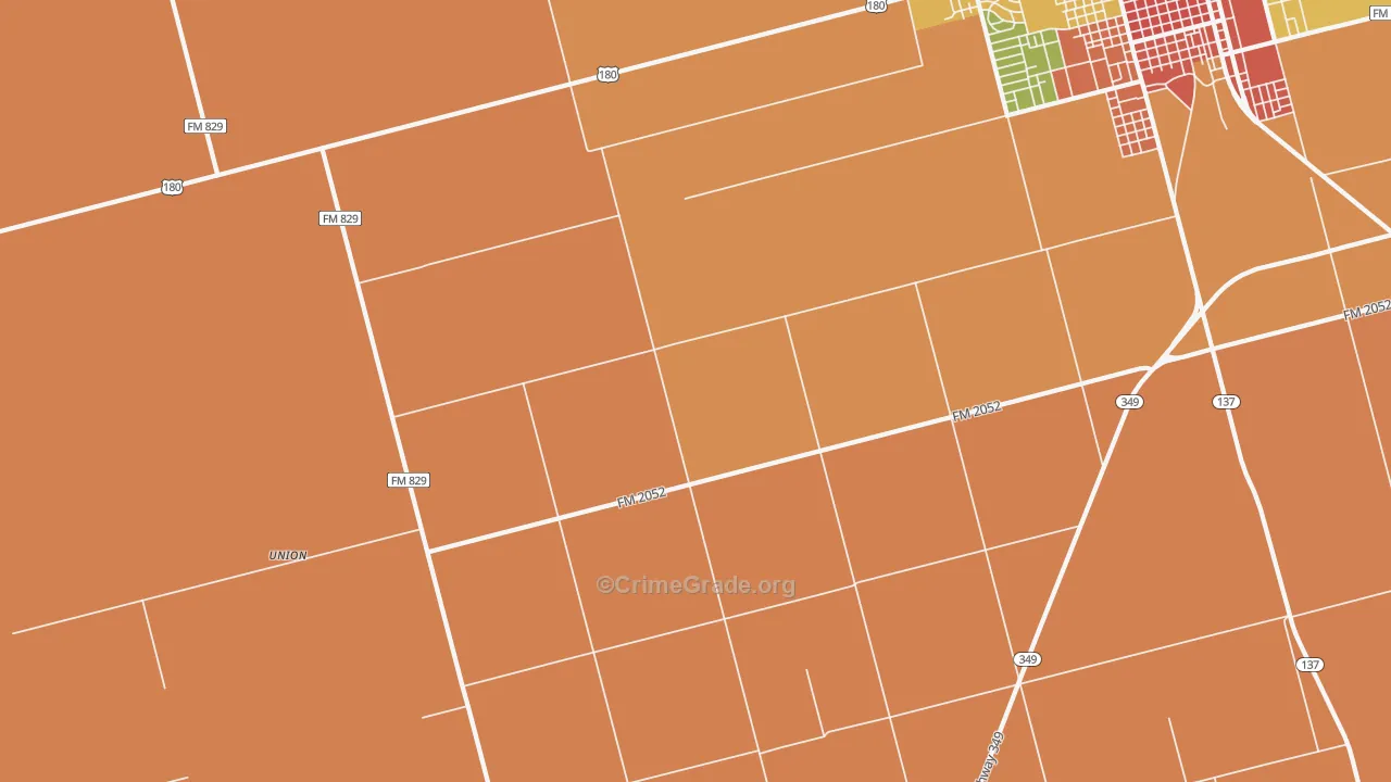 Punkin Center, TX Map of Burglary Rates