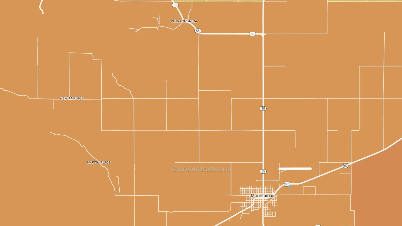 Punta de Agua, NM Map of Burglary Rates