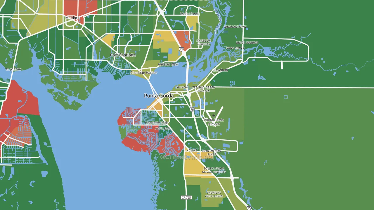 Punta Gorda, FL Map of Burglary Rates
