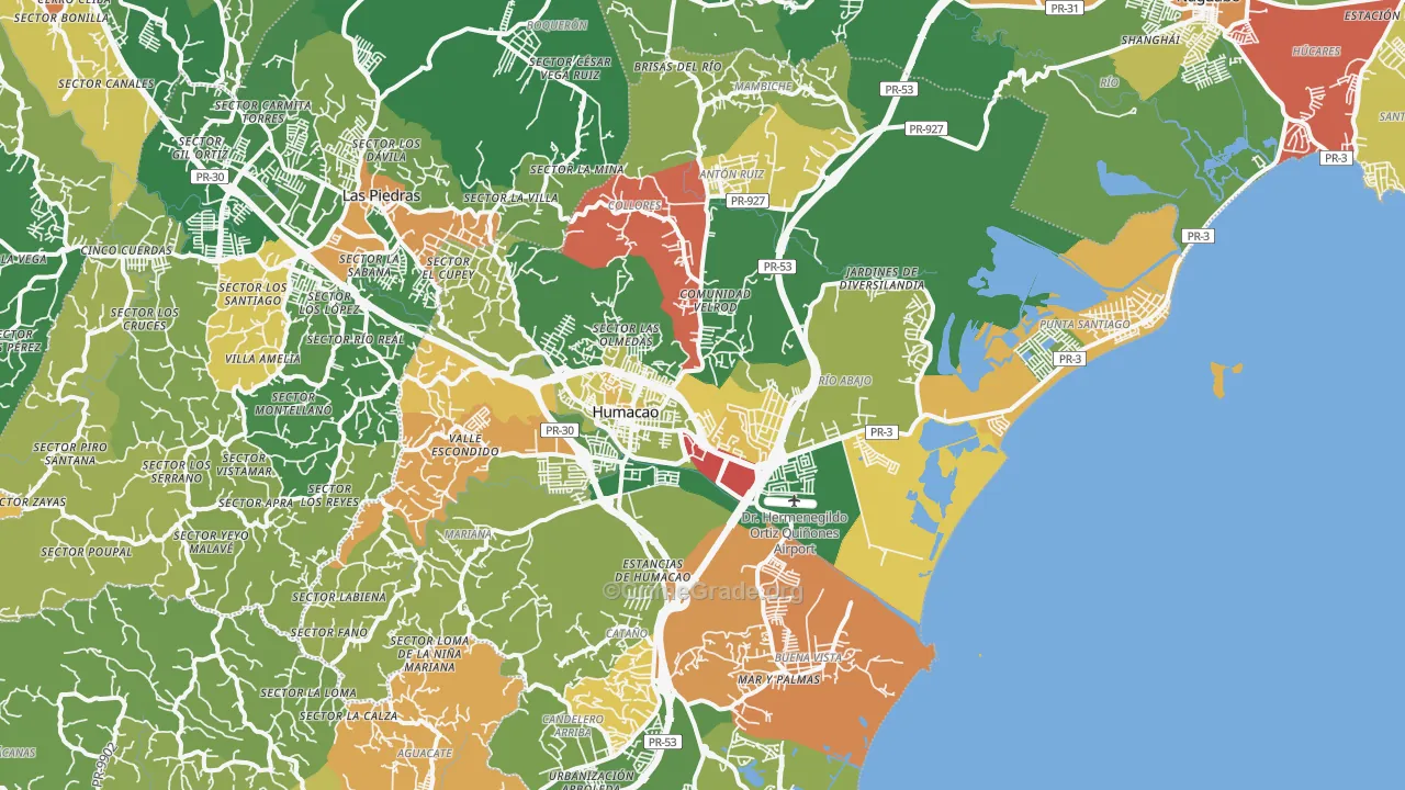 Punta Santiago, PR Map of Burglary Rates