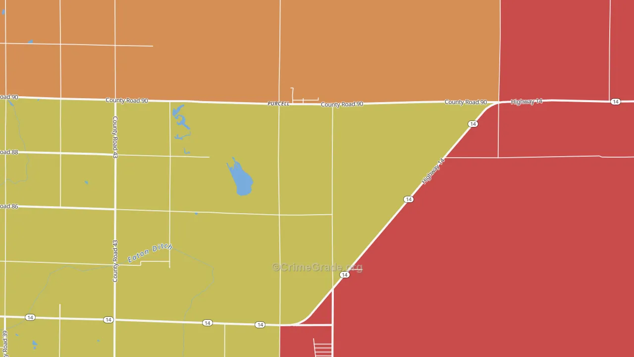 Purcell, CO Map of Burglary Rates