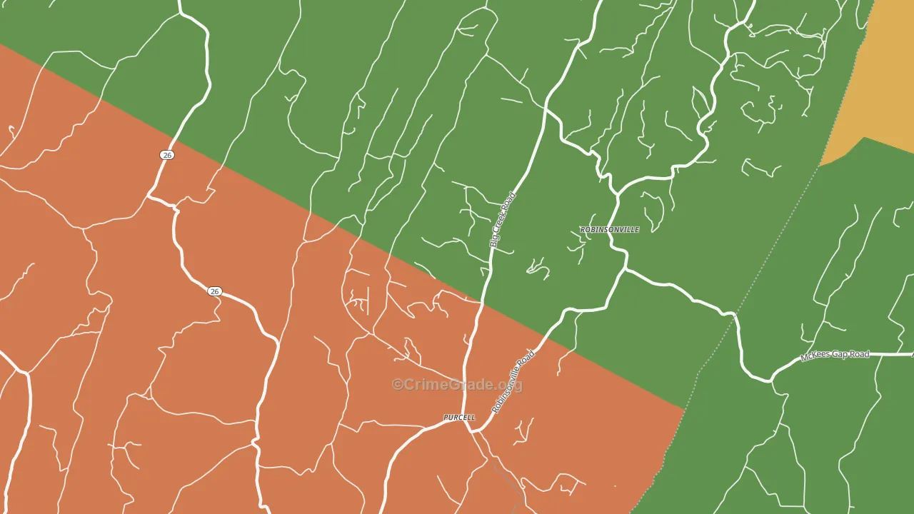Purcell, PA Map of Burglary Rates