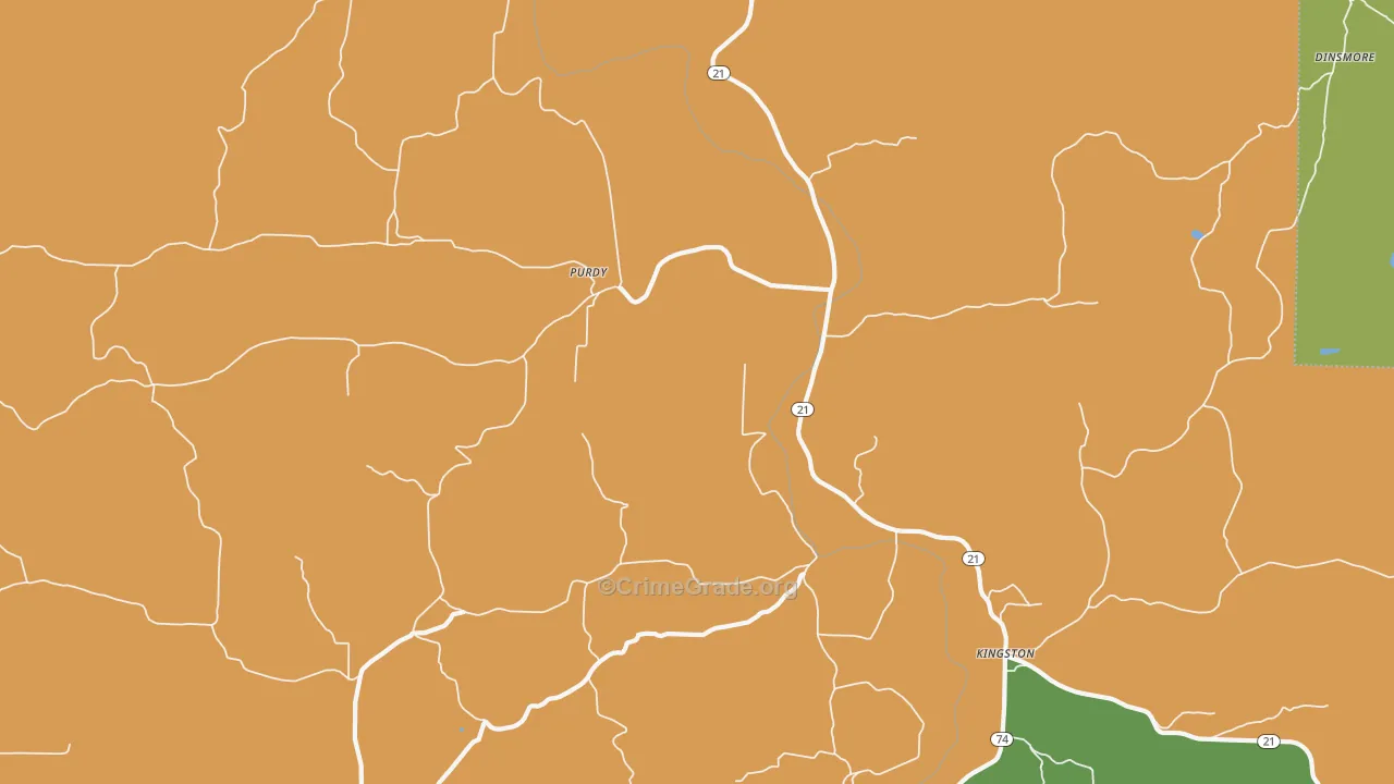 Purdy, AR Map of Burglary Rates