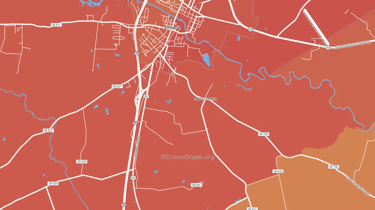 Purdy, VA Map of Burglary Rates