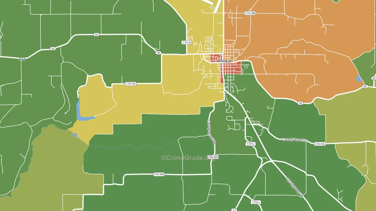 Purdy, WI Map of Burglary Rates