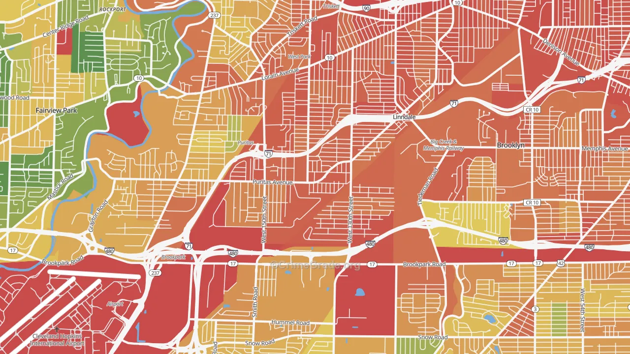 Puritas Longmead, Cleveland, OH Map of Burglary Rates