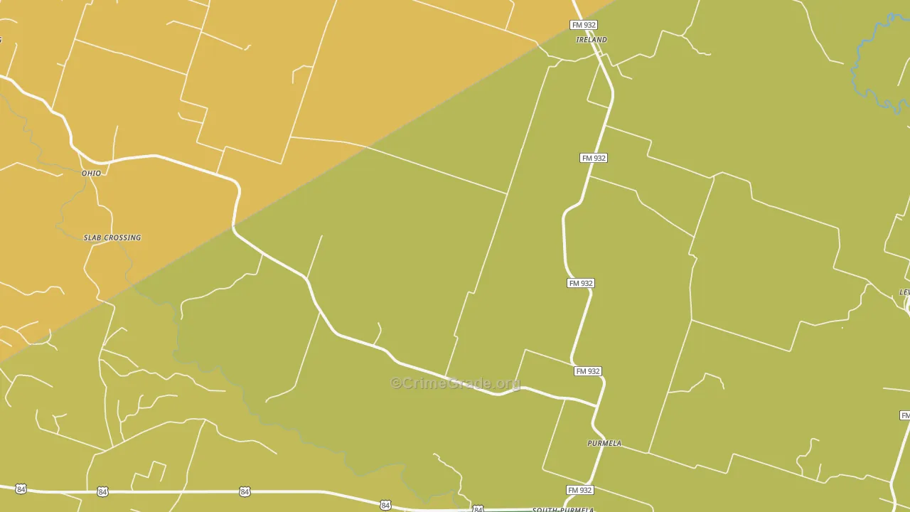 Purmela, TX Map of Burglary Rates