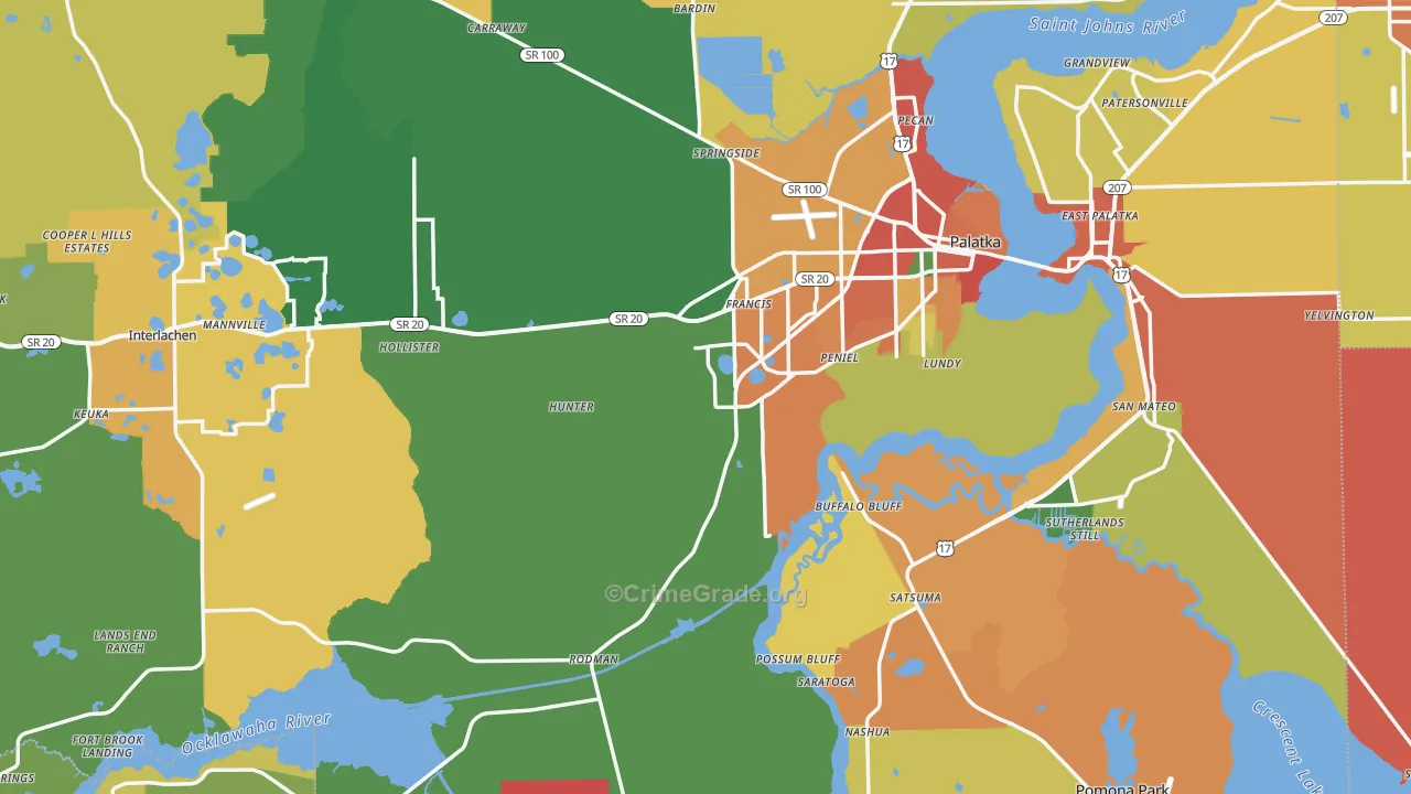 Putnam County, FL Map of Burglary Rates