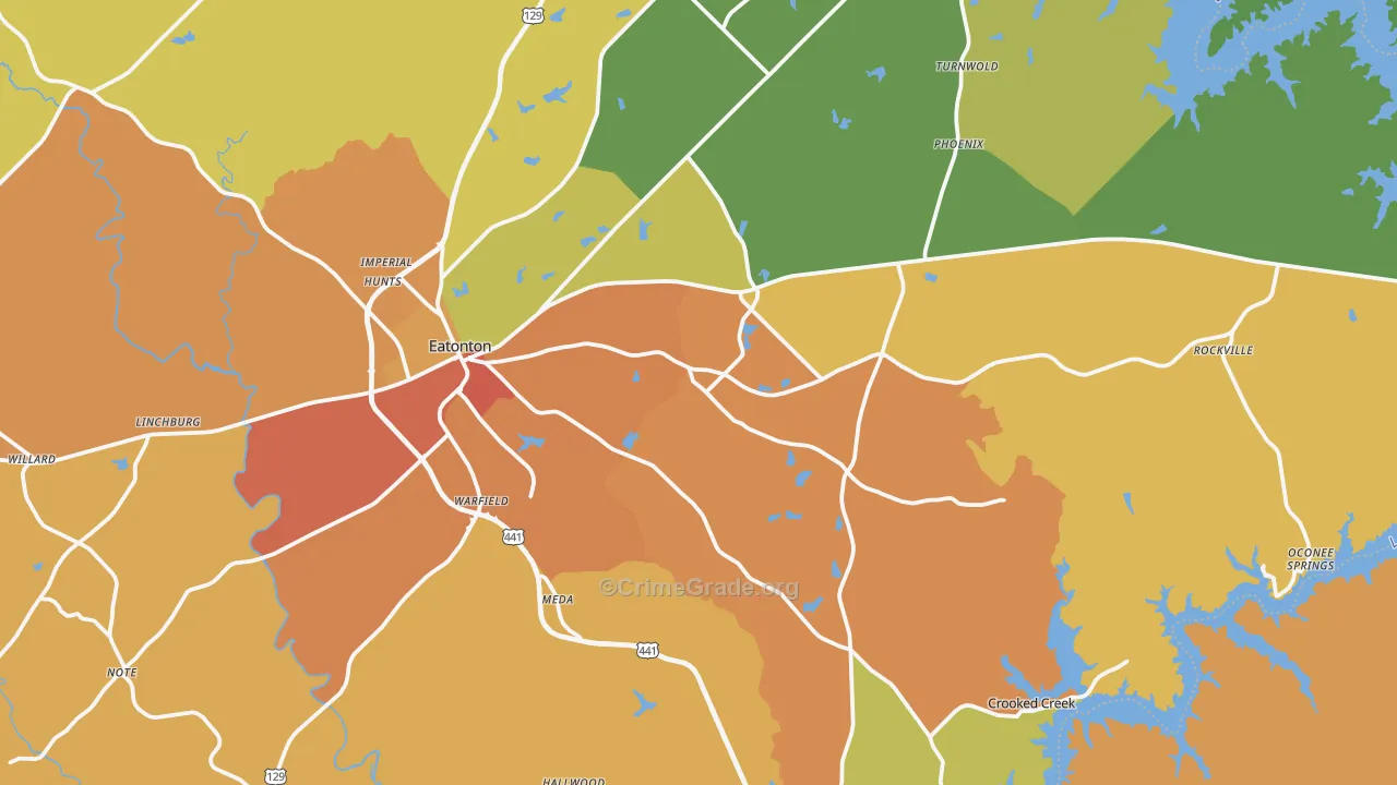 Putnam County, GA Map of Burglary Rates