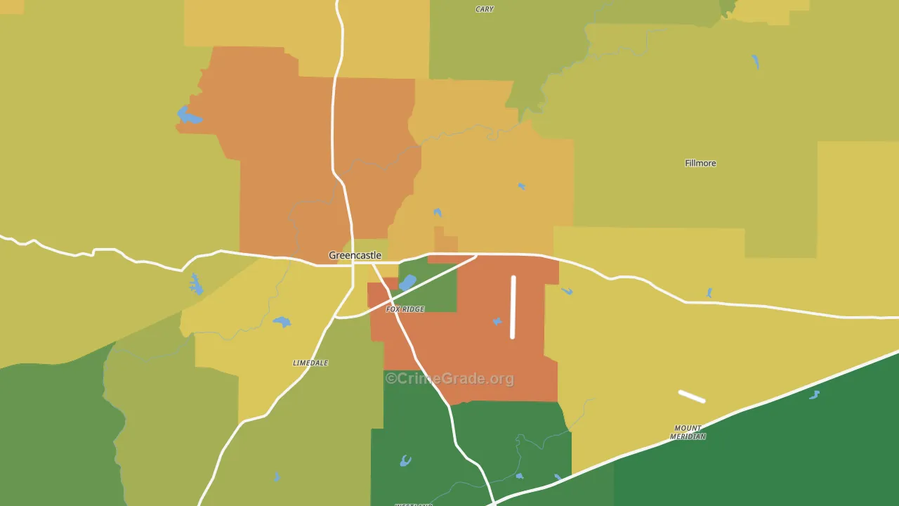 Putnam County, IN Map of Burglary Rates