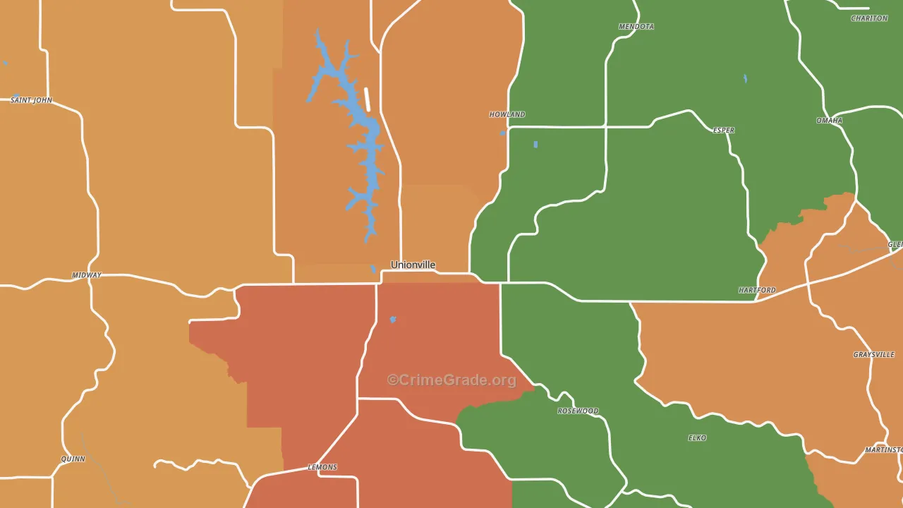 Putnam County, MO Map of Burglary Rates