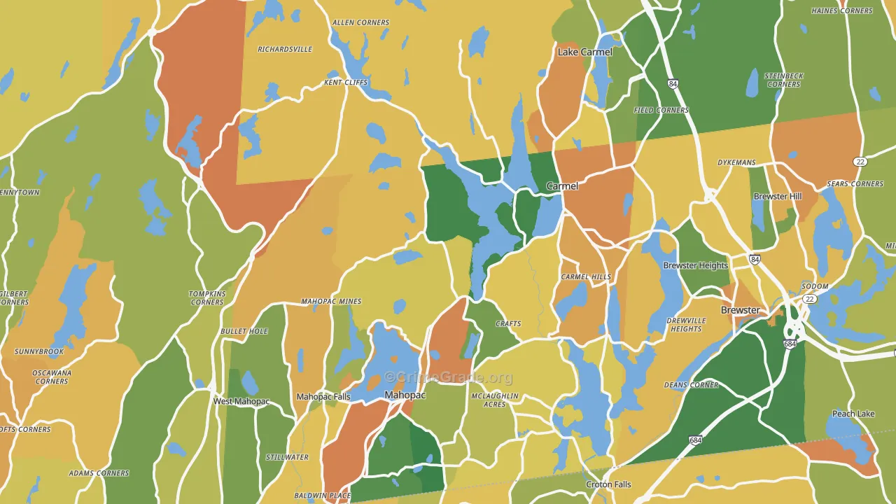 Putnam County, NY Map of Burglary Rates