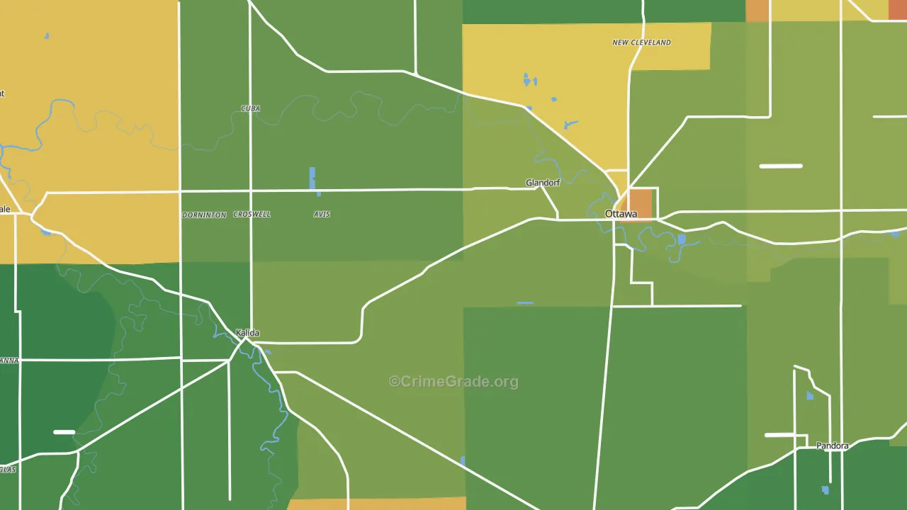 Putnam County, OH Map of Burglary Rates