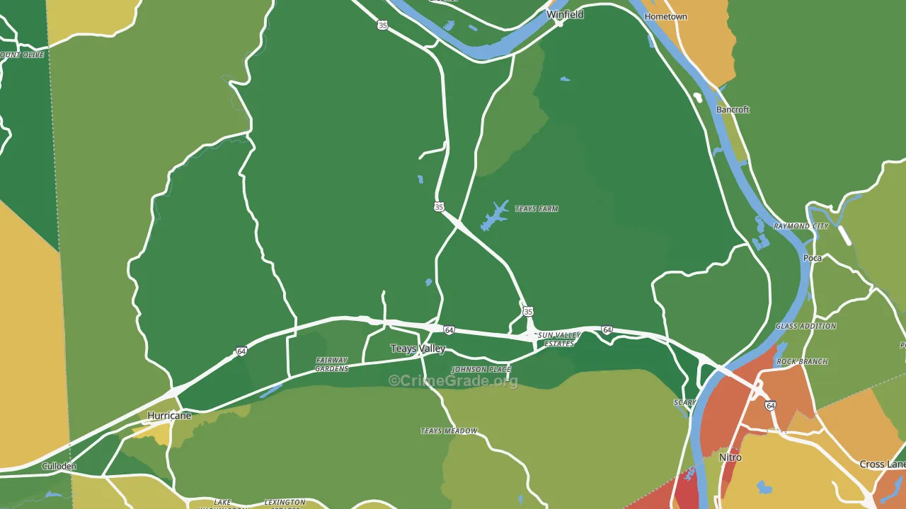 Putnam County, WV Map of Burglary Rates