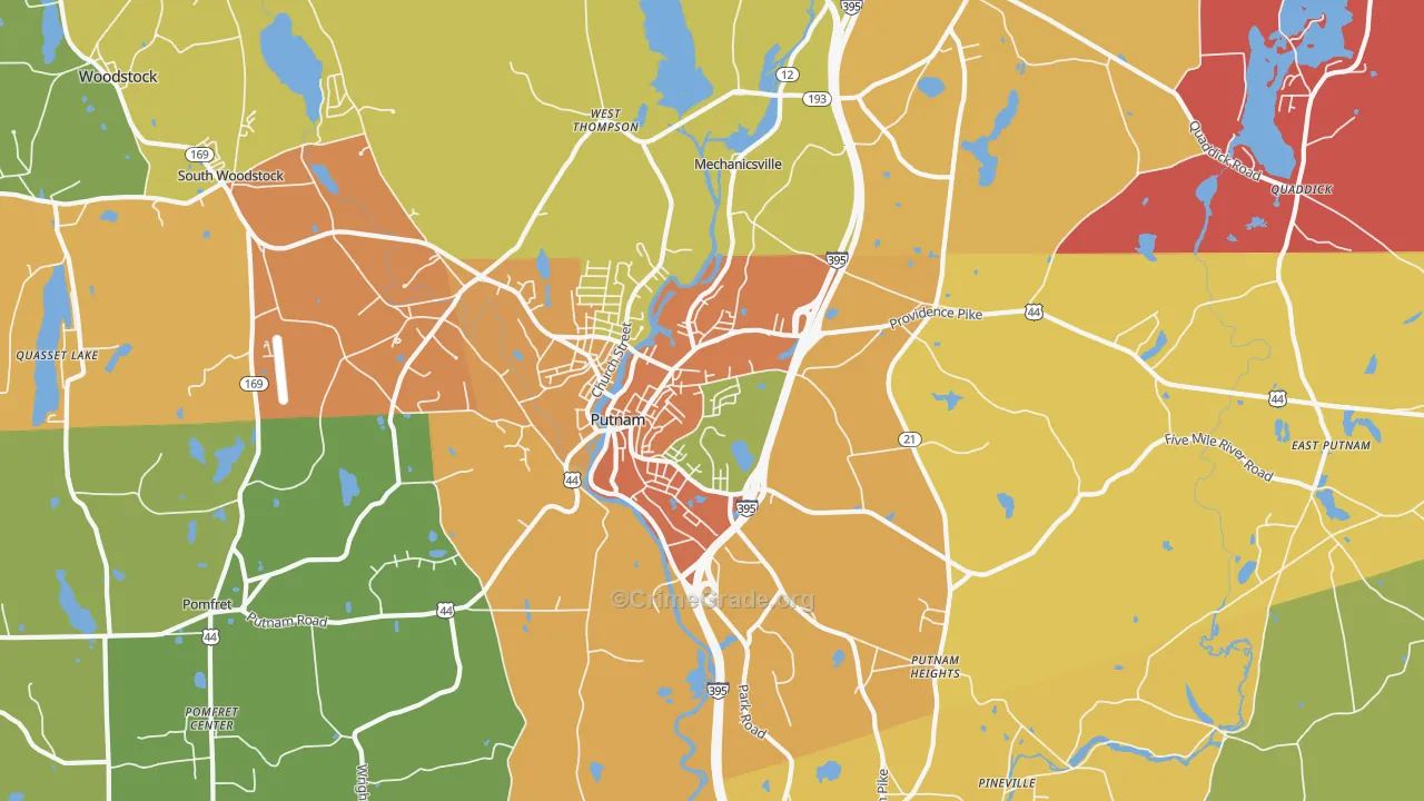 Putnam, CT Map of Burglary Rates