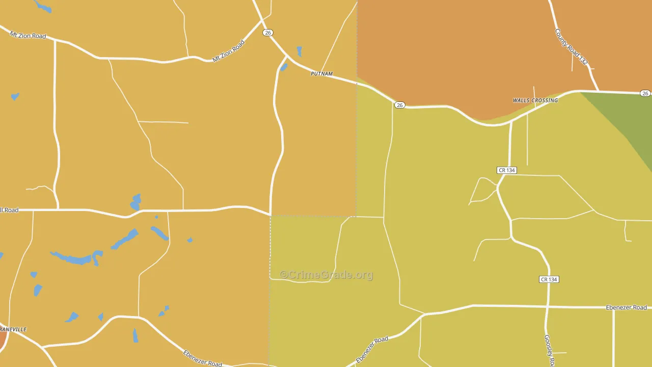 Putnam, GA Map of Burglary Rates