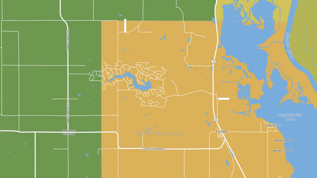 Putnam, IL Map of Burglary Rates