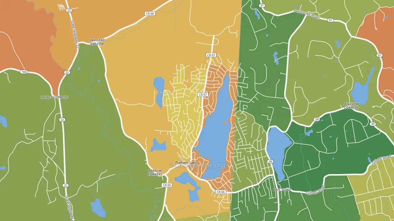 Putnam Lake, Patterson, NY Map of Burglary Rates