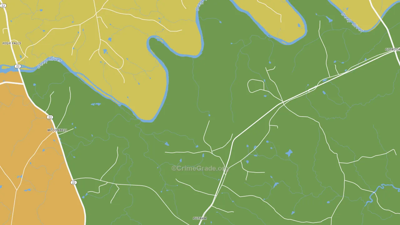 Putnam, NC Map of Burglary Rates