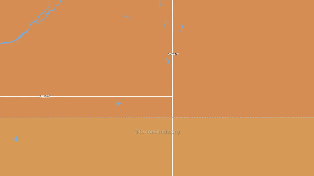 Putnam, OK Map of Burglary Rates