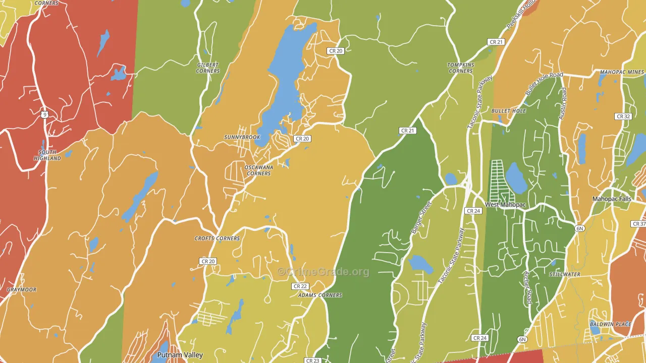 Putnam Valley, NY Map of Burglary Rates