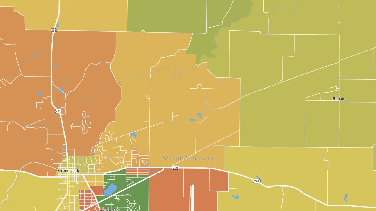 Putnamville, IN Map of Burglary Rates