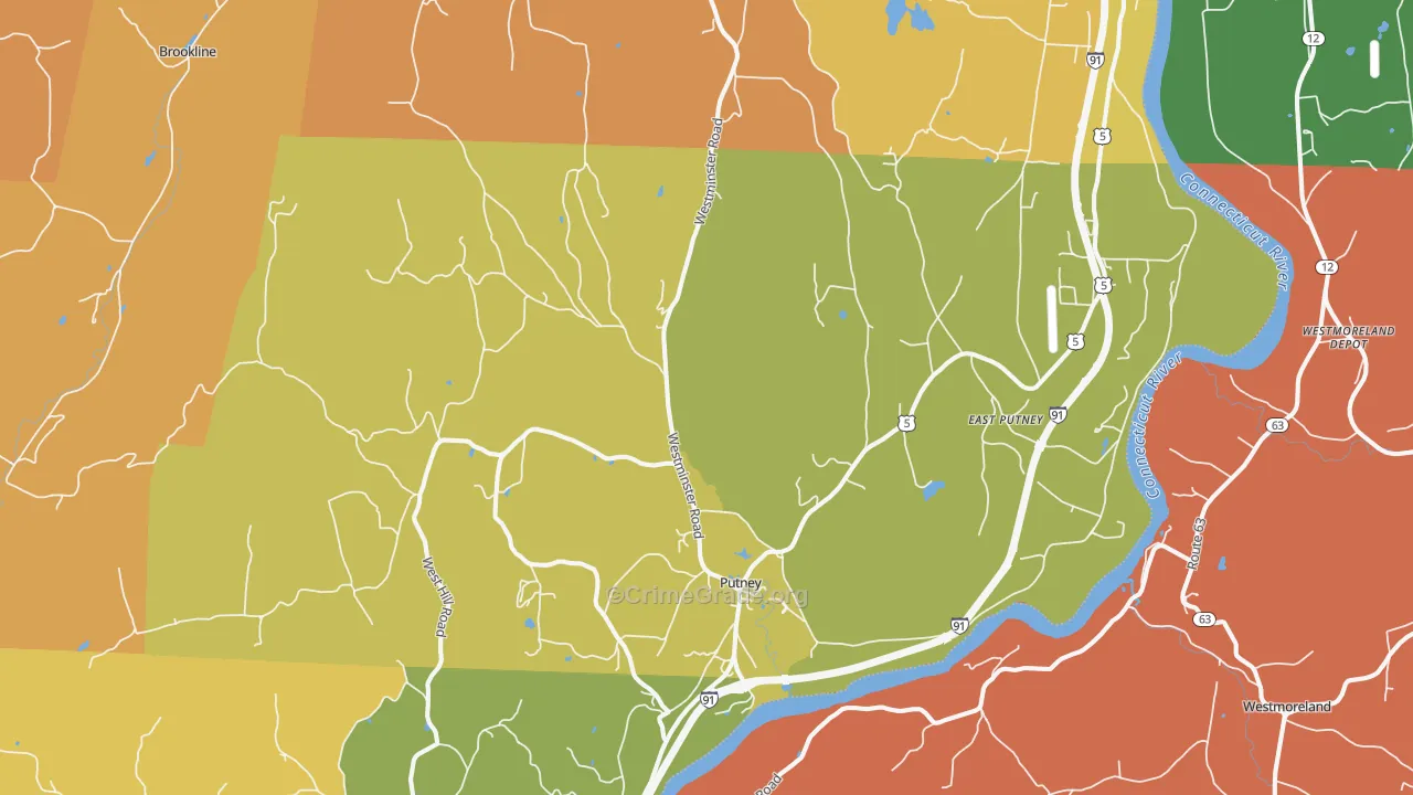 Putney, VT Map of Burglary Rates