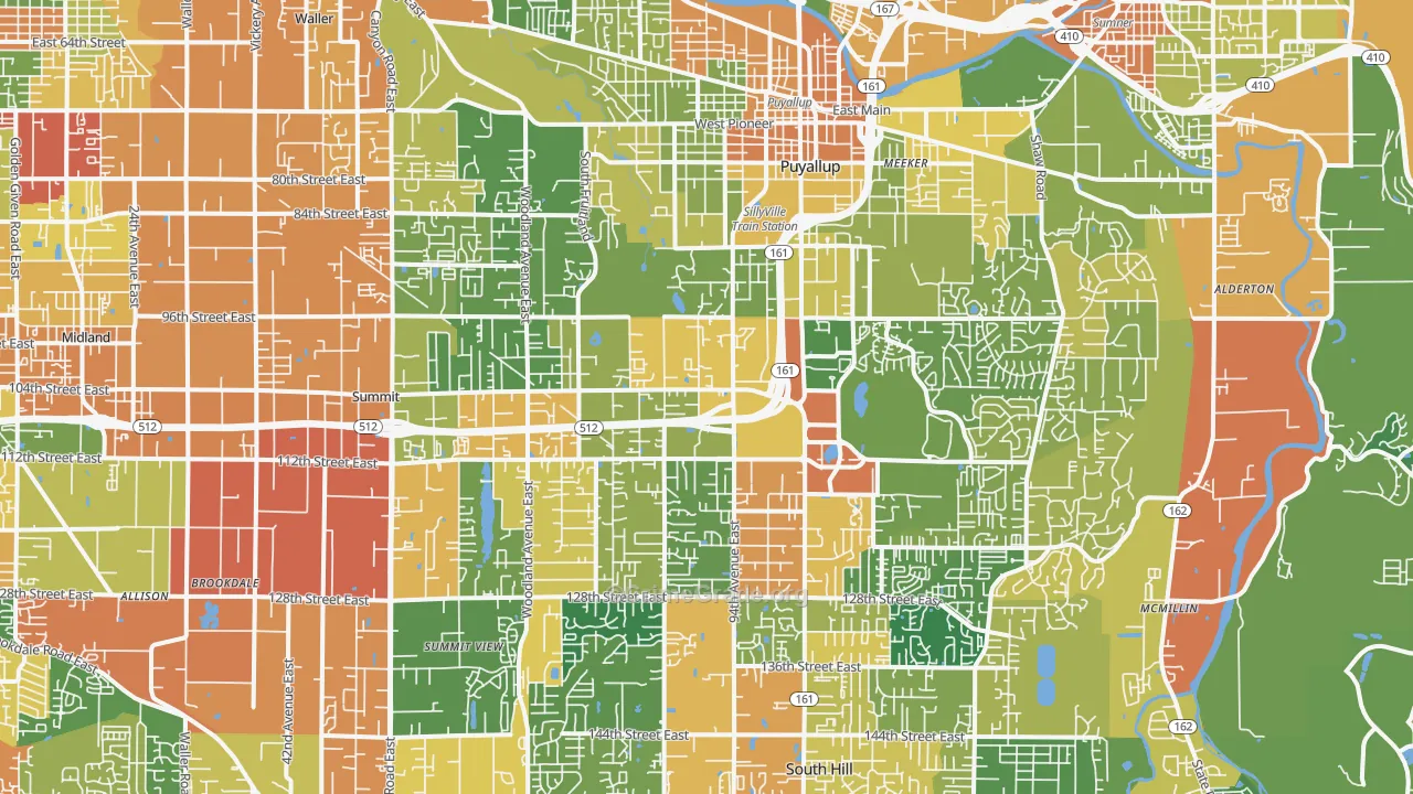 Puyallup, WA Map of Burglary Rates