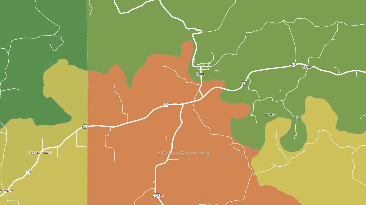 Pyatt, AR Map of Burglary Rates
