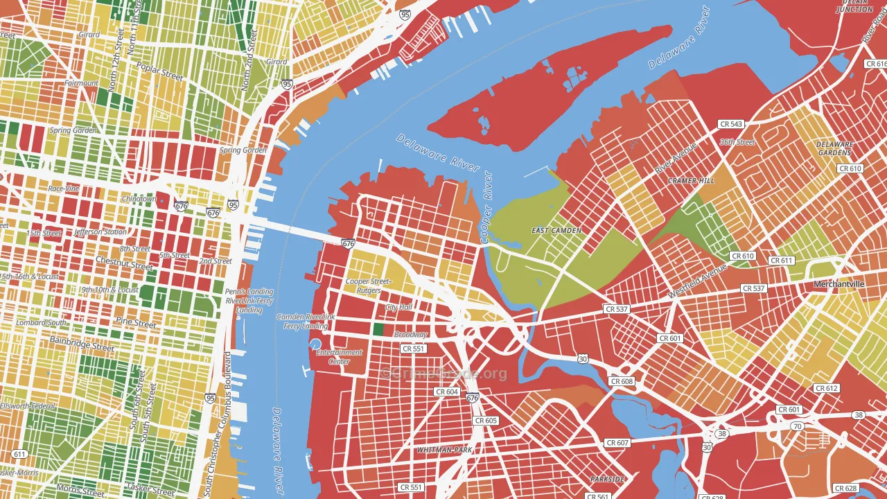 Pyne Poynt, Camden, NJ Map of Burglary Rates