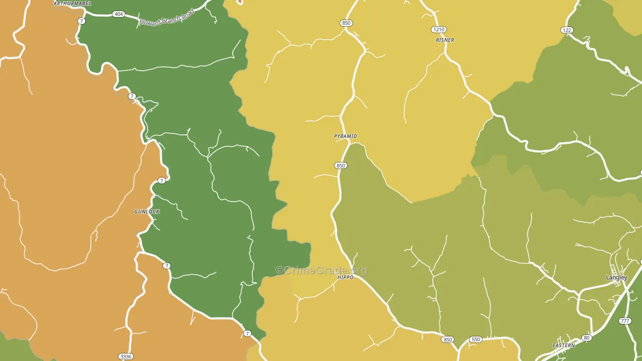 Pyramid, KY Map of Burglary Rates