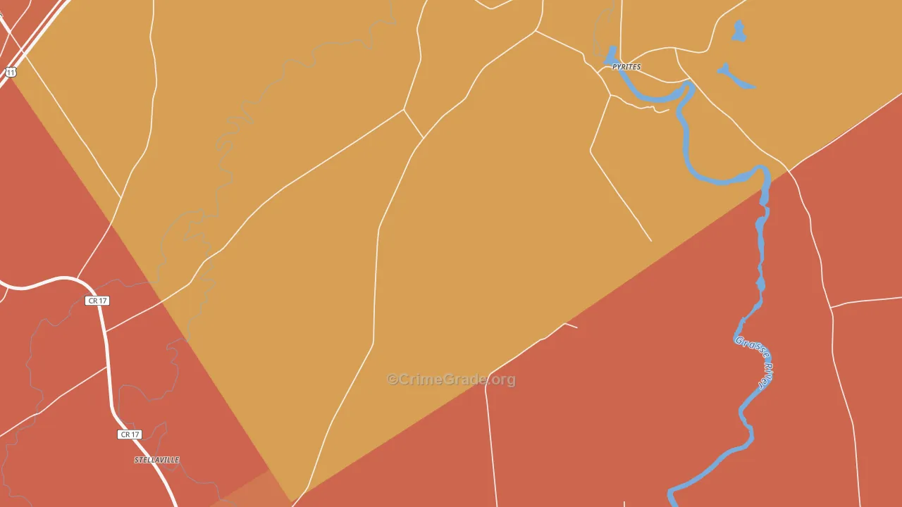 Pyrites, NY Map of Burglary Rates