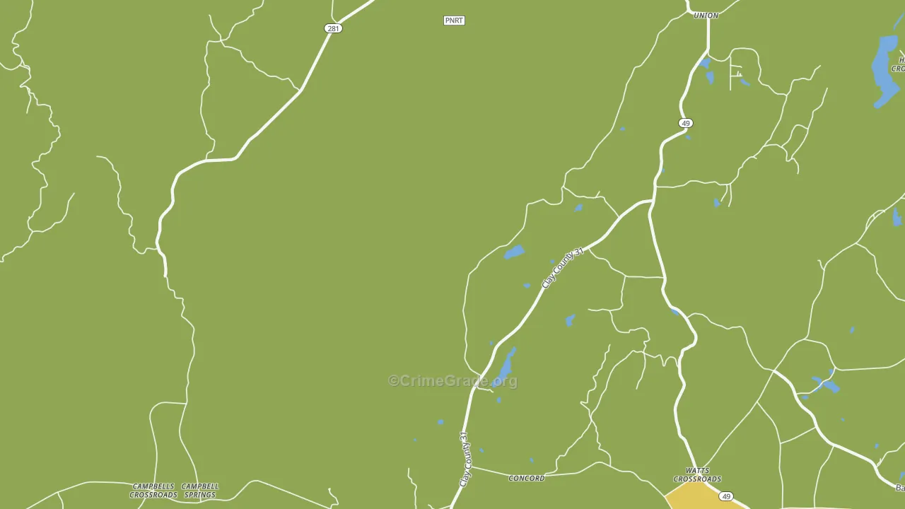 Pyriton, AL Map of Burglary Rates