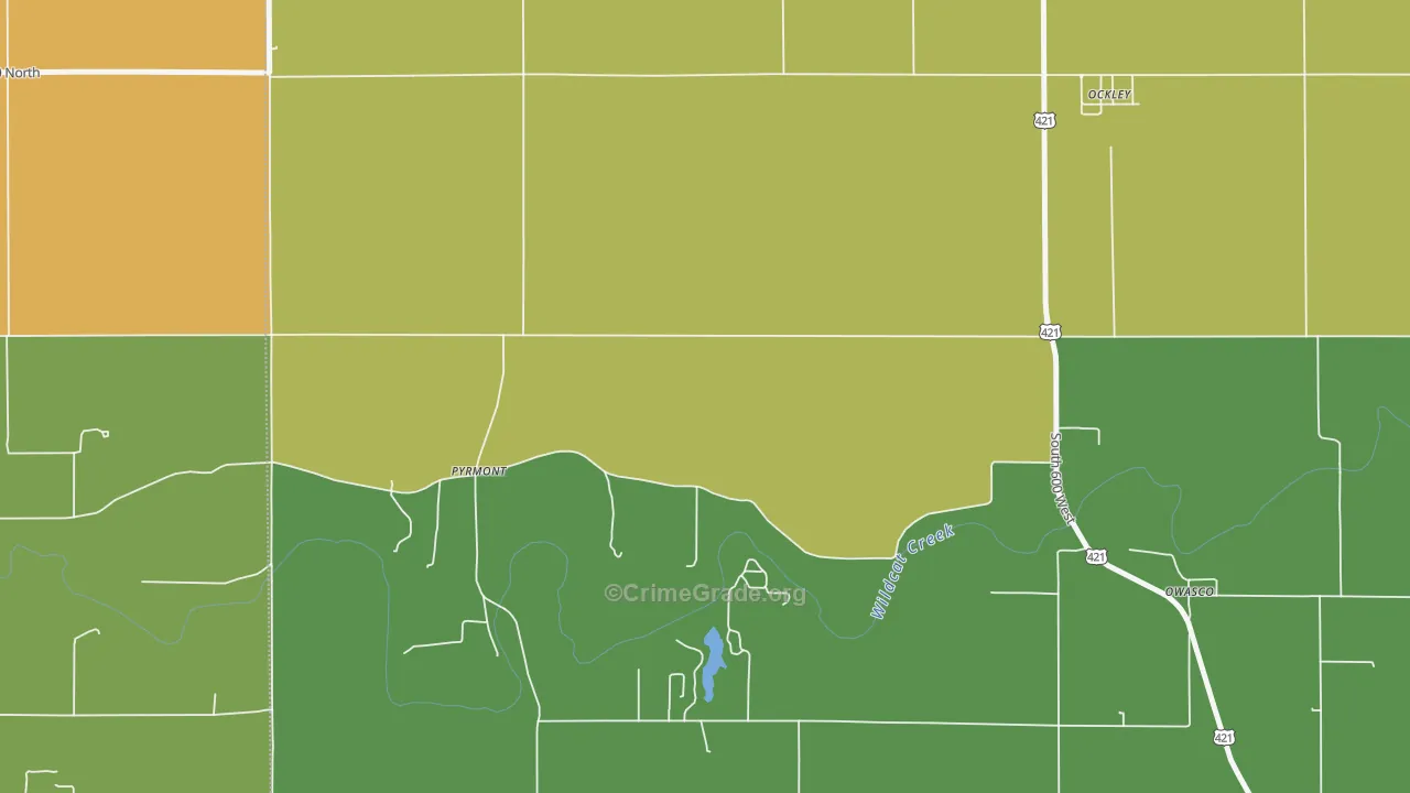 Pyrmont, IN Map of Burglary Rates