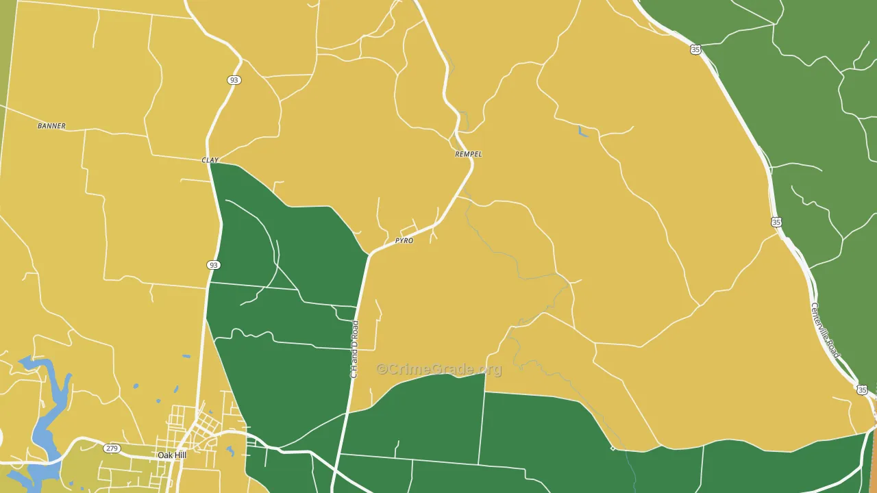 Pyro, OH Map of Burglary Rates