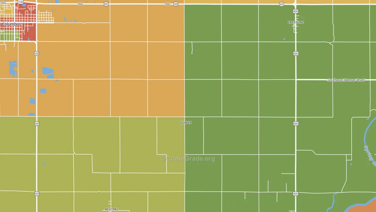 Quaker, KS Map of Burglary Rates