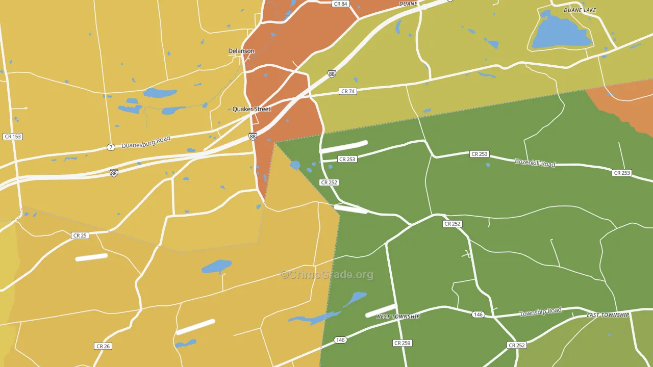 Quaker Street, NY Map of Burglary Rates