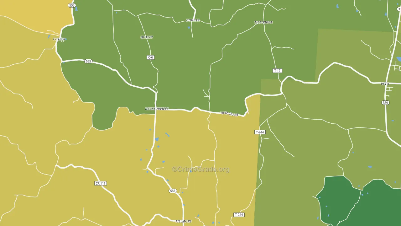Qualey, OH Map of Burglary Rates