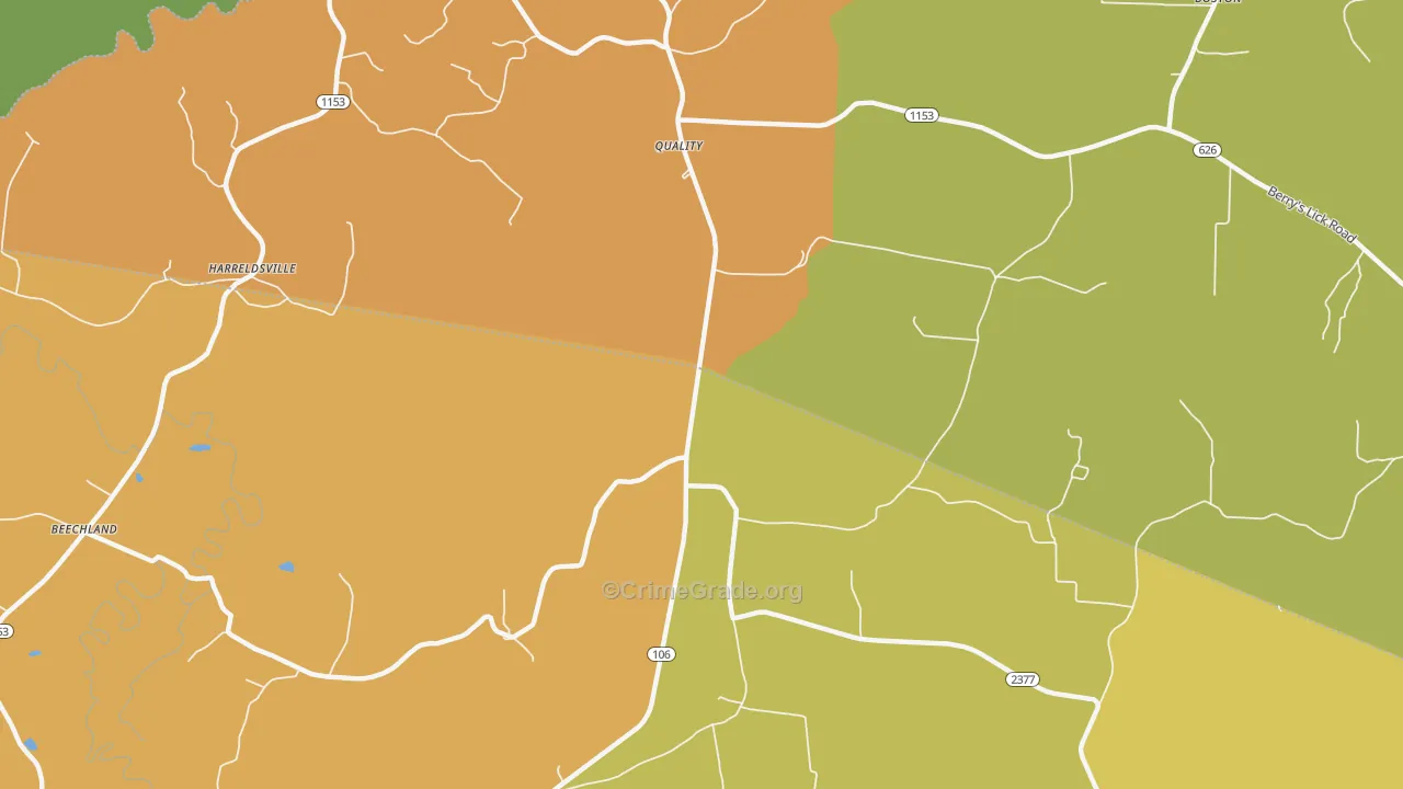 Quality, KY Map of Burglary Rates