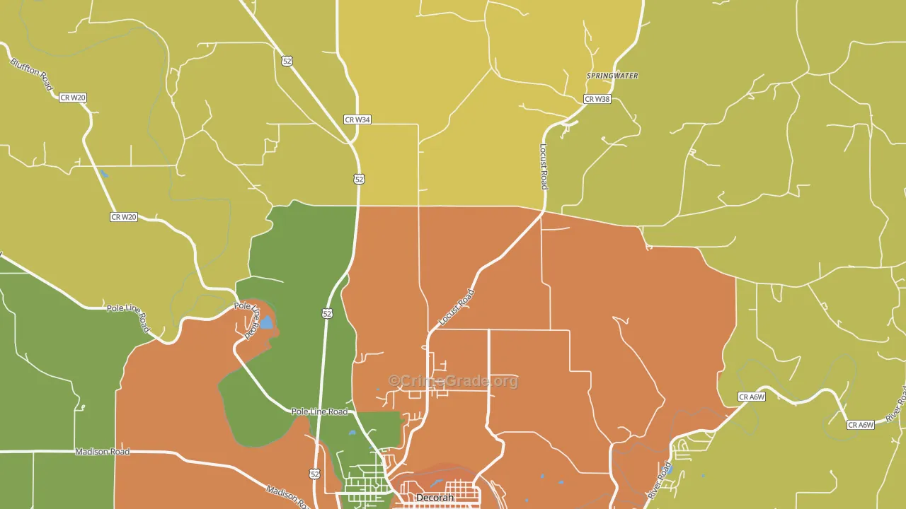 Quandahl, IA Map of Burglary Rates