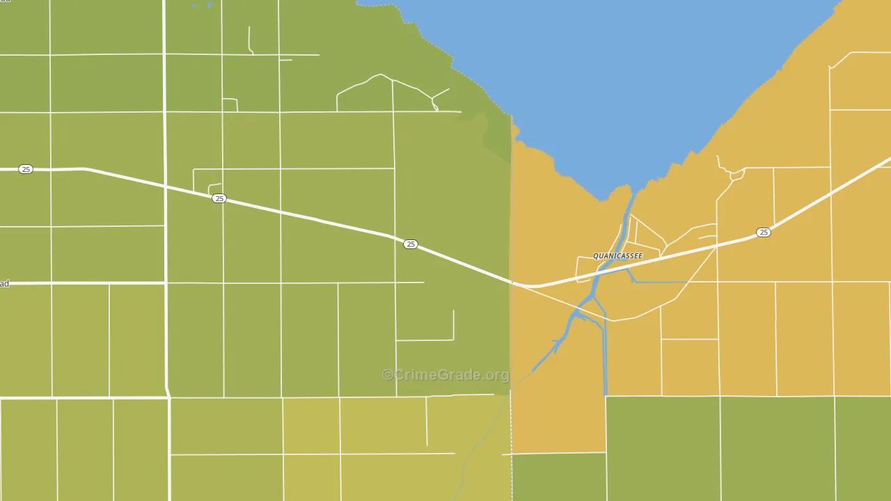 Quanicassee, MI Map of Burglary Rates