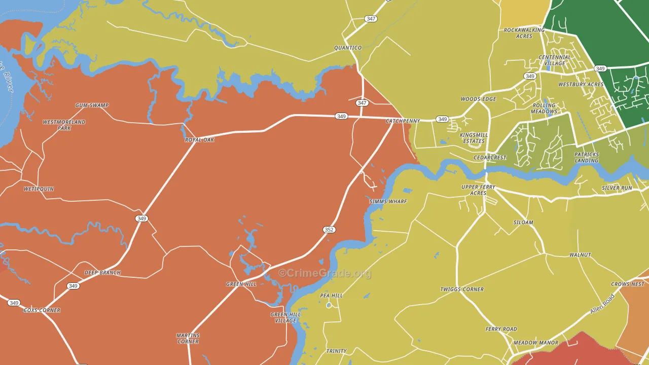 Quantico, MD Map of Burglary Rates