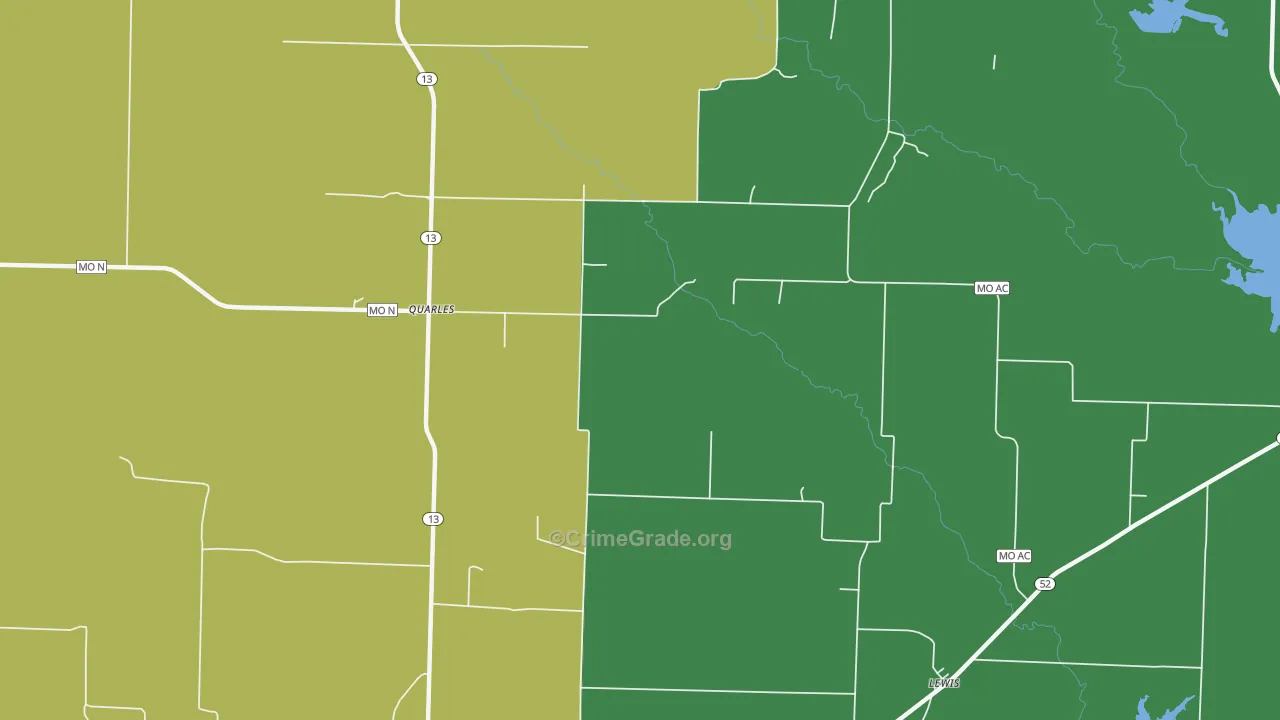 Quarles, MO Map of Burglary Rates