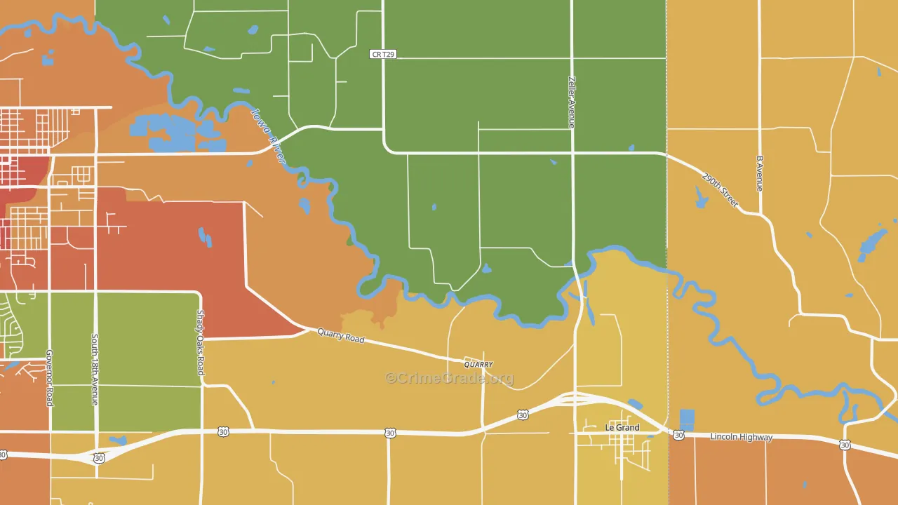 Quarry, IA Map of Burglary Rates