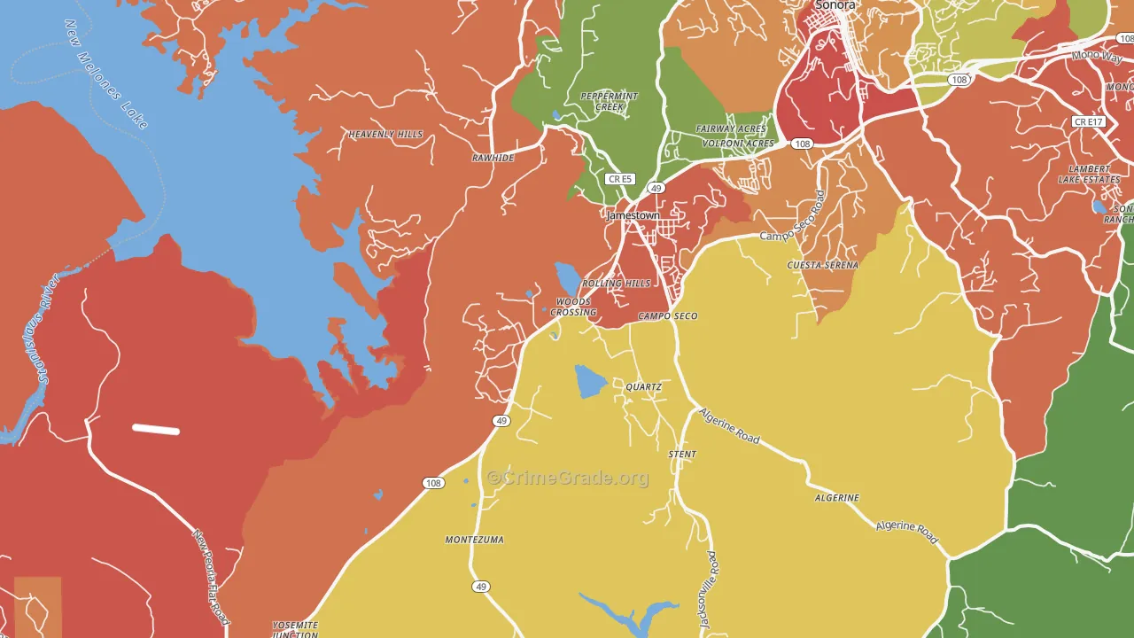 Quartz, CA Map of Burglary Rates