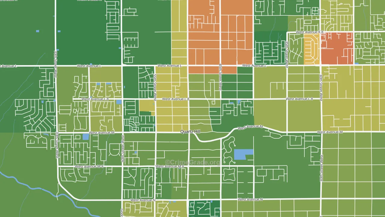 Quartz Hill, CA Map of Burglary Rates