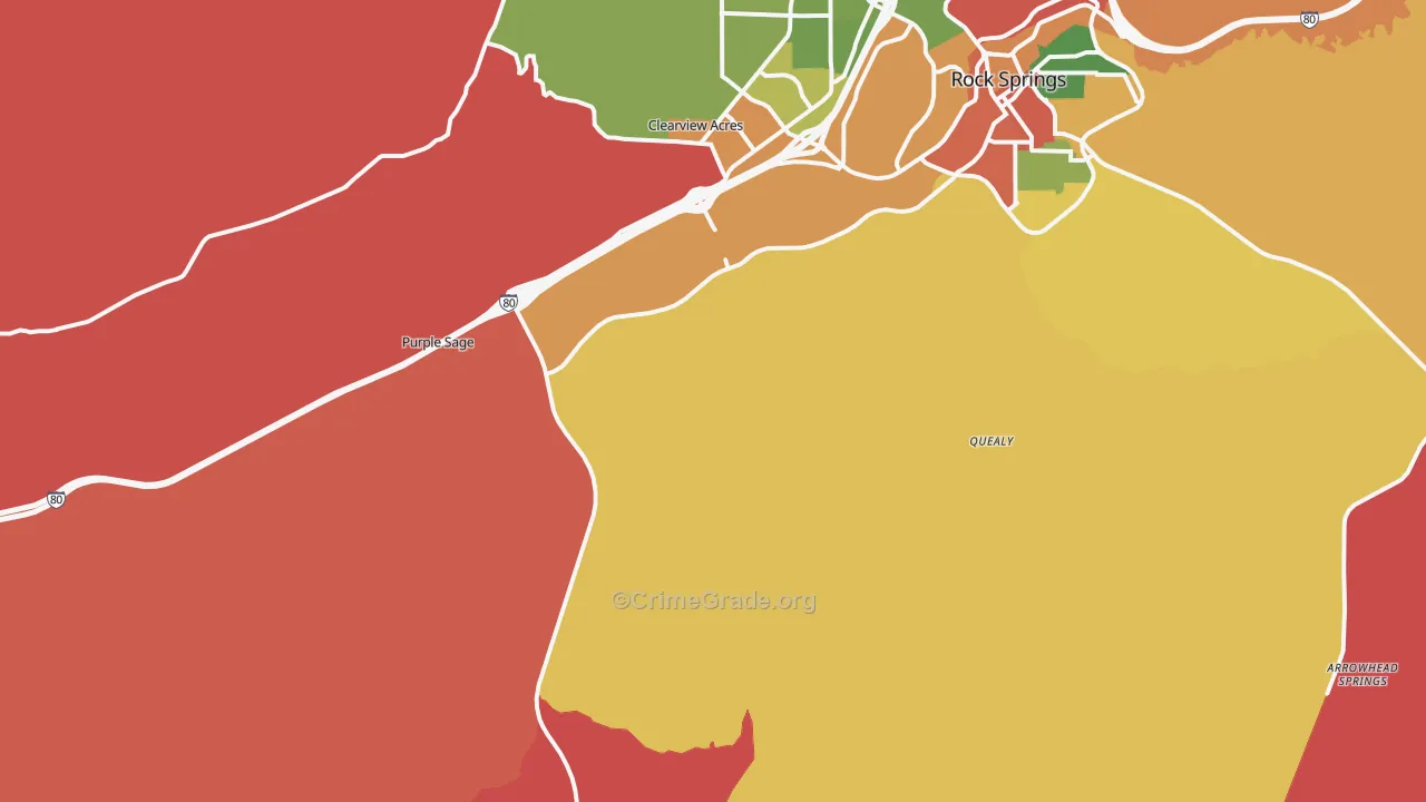 Quealy, WY Map of Burglary Rates