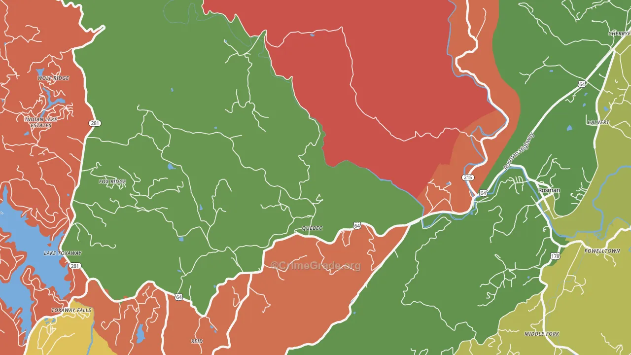 Quebec, NC Map of Burglary Rates
