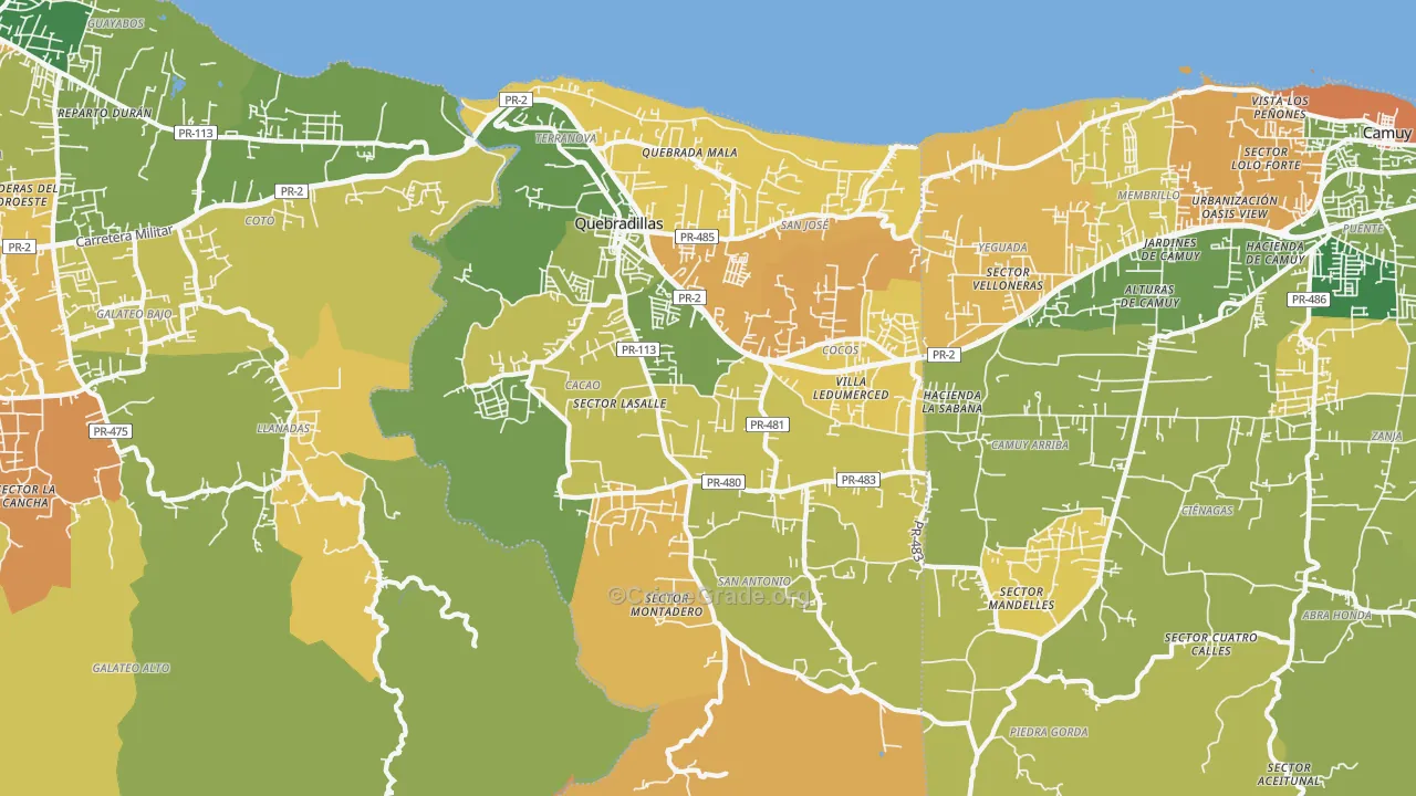 Quebradillas Municipio, PR Map of Burglary Rates